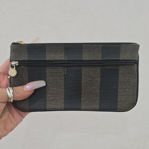 Fendi Black and Brown Striped Pouch